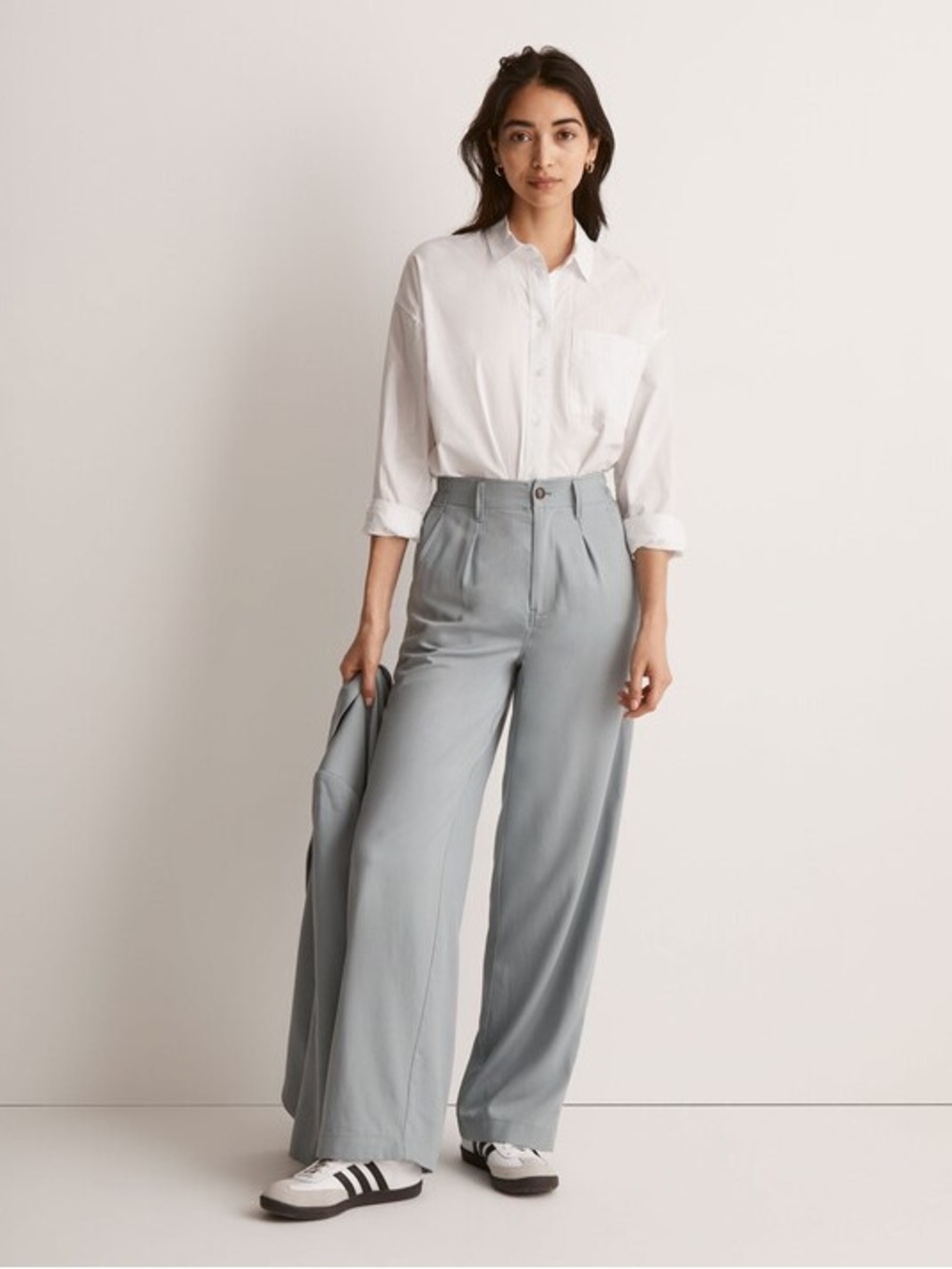 Madewell The Neale Straight-Leg Pant in Drapeweave Overcast Blue Gray 12 Petite